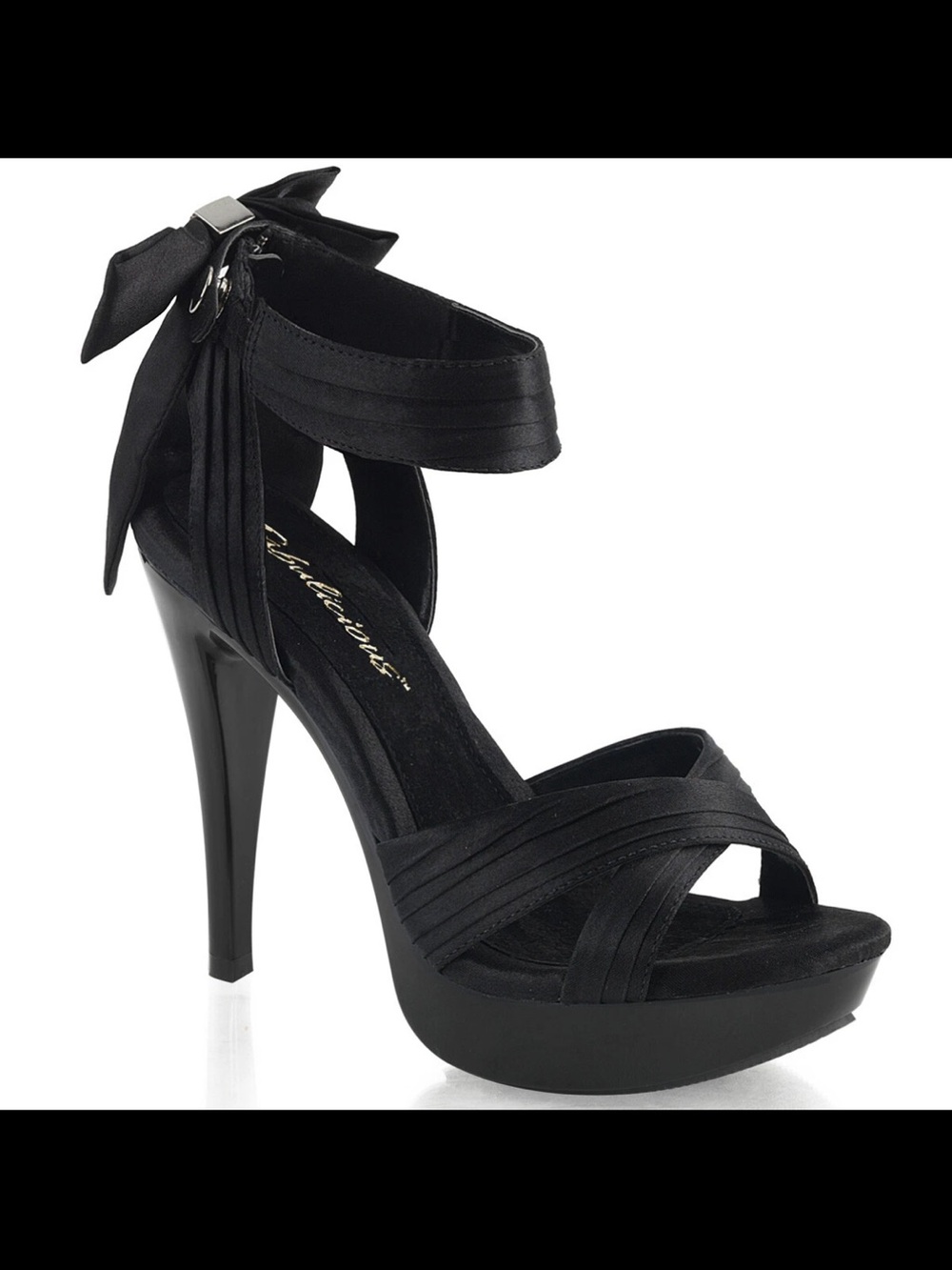 Black Ankle-Bow Platform High Heel Sandal - Pleaser Shoes Cocktail-658